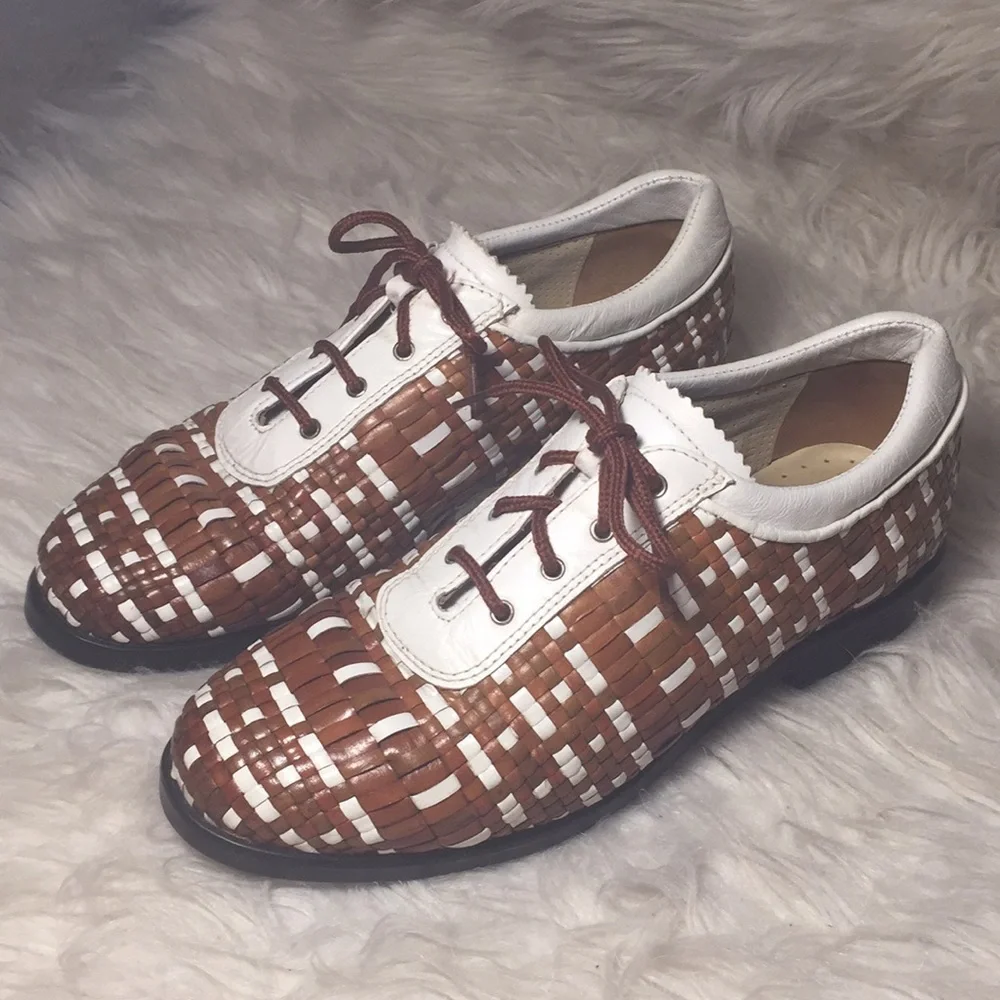 aerogreen golf leather woven shoes like new